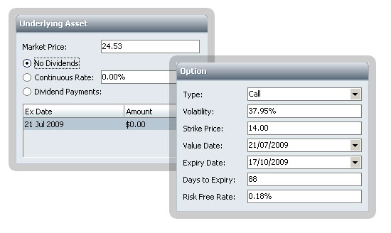 Option Calculator screenshot